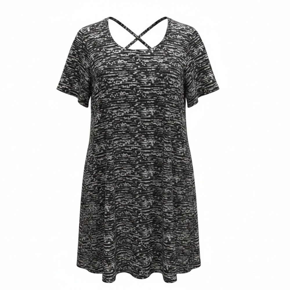 Lush Girly black and white Swing Short Sleeve Micro Mini Flowy Dress Size Small